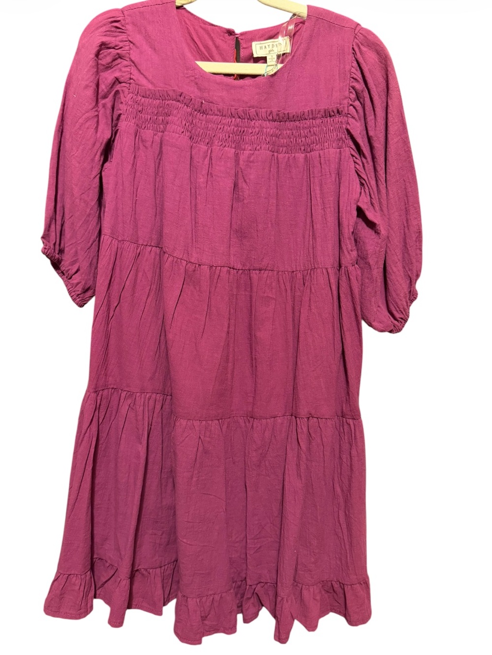 Hayden Magenta Tiered Peasant Dress NWT Size S (7/8)